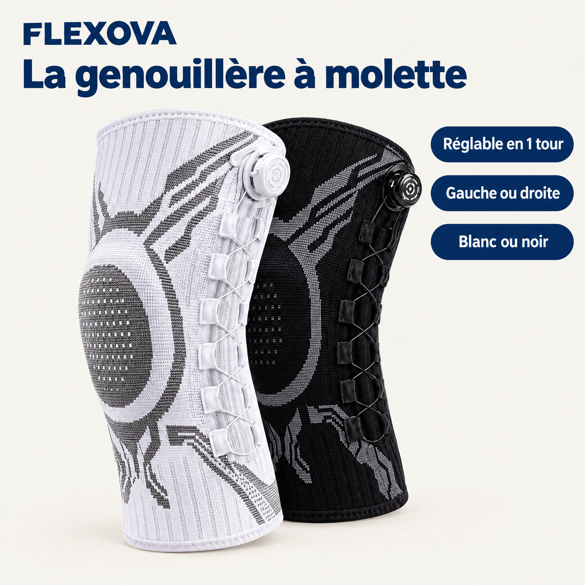Genouillère à molette Flexova – Maintien réglable du genou