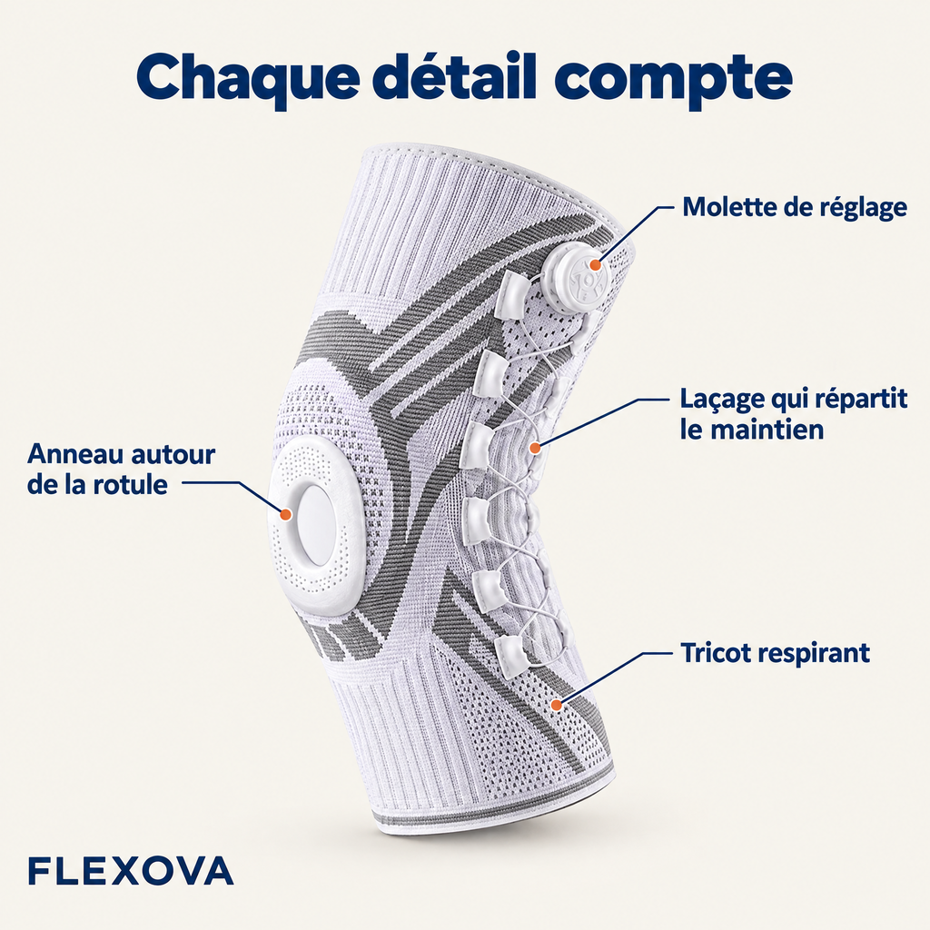 Genouillère à molette Flexova – Maintien réglable du genou