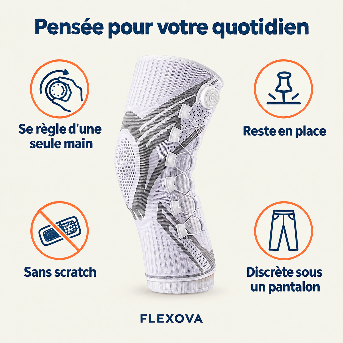 Genouillère à molette Flexova – Maintien réglable du genou