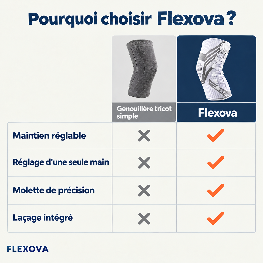 Genouillère à molette Flexova – Maintien réglable du genou